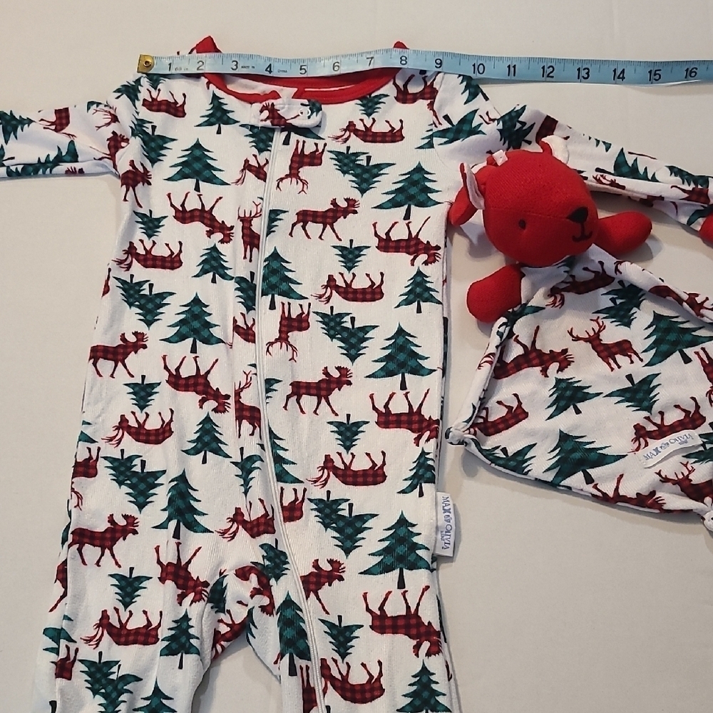 Max & Olivia Festive Reindeer & Tree Pajamas 18 Months NWT - Picture 6 of 11